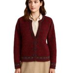 Vintage‎ Maggie White WoolBlend Knit Cardigan Sweater Red Gray Diamond Pattern M Size M Photo 0