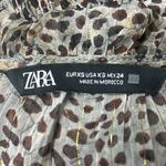 ZARA Brown Tan Leopard Animal Print Long Sleeve Ruffle Tiered Mini Dress Sz XS Photo 7