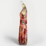 Dress Barn Y2K Chiffon Draped Midi Dress size 14 Pink Floral Silky 2000's Photo 2