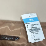 J. McLaughlin Womens Ines Skirt 6 Wool Tan Pencil Wrap Fringe Lined Knee Modest Photo 2