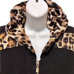 Joseph Ribkoff Black Leopard SS Hoodie Knit Top Jacket Sz 10 Sheer Sleeve Dressy Photo 2