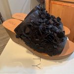 Sole Society  Black Leather Floral Wedges 9 NIB Photo 3