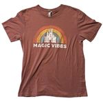Bella Canvas  "Magic Vibes" Disney Castle T-Shirt Women's‎ L Pink Casual Summer Photo 0