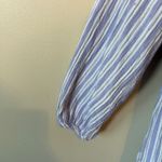 Striped Maxi Dress Tiered Long Sleeve XXL V Neck Blue White Greece vacation Photo 3