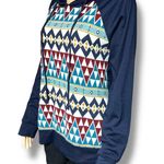 PS Kate Womens Hoodie Lightweight Hooded Sweatshirt Pullover Geo Print Medium Blue Photo 5