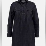Denim & Supply Ralph Lauren Lace Up Denim Mini Dress (M) Dark Wash 100% Cotton Blue Size M Photo 12