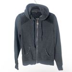 BCBGMAXAZRIA Gray Zip-Up Hoodie Sweatshirt Women’s Size M Studded Detail Casual Photo 3