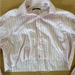 Gucci - Cut Off Hem Stripe Button Down Shirt in White & Pink Photo 1