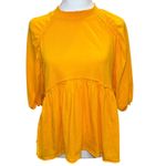 Urban Outfitters  Yellow Gold Candace Babydoll Top Large Cotton Keyhole‎ Opening Photo 1