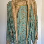 Spell & the Gypsy Collective Maisie Maxi Kimono Robe Vintage Turquoise Size S/M Green Photo 1