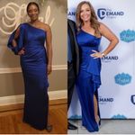 Mac Duggal One Shoulder Bishop Sleeve Gown Maxi Dress 55398 Sapphire Blue 2 Photo 5