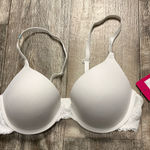 SO  White Lace Trim Bra 34C Photo 0