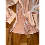 Lulus Satin Peplum Top Mock Neck Long Sleeve Blouse Cutout Back Party Women S Pink Photo 6