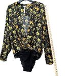 Free People Bodysuit Womens S Black Yellow Floral Intimately Elsa Wrap Plunging Photo 7