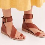 Free People Mahogany Brown Leather Ankle Strap Vale Boot Sandal Photo 1
