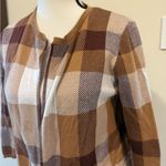 Loft | Checkered Plaid Open front Cardigan Photo 3