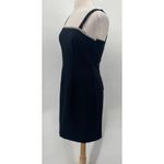 Vintage 90s City Triangles Mini Dress Sheath Embroidered Square Neck Black 8 Photo 3