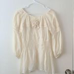 HOSS INTROPIA Women's Victorian Floral Applique Cotton Silk White Ivory Blouse w Size 4 Photo 3