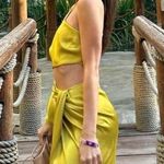 ZARA  dress midi maxi asymmetric cut out satin wedding party one shoulder  Photo 5