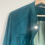 Chico's ‎ Vegan Faux Suede Jacket Womens 2 Teal/turquoise Long Sleeve Snap closure Photo 1