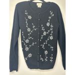 Jaclyn Smith Women’s  Cardigan Sweater Size S Black Floral Embroidered Photo 4