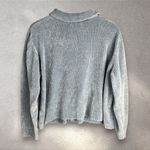 Alfred Dunner  Zip-Up Chenille Collared Cardigan Women’s L Light Blue Cable Knit Photo 3