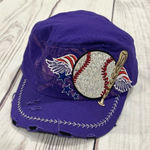 Mom’s Bling Baseball Ball Cap Purple Patriotic Little League Adjustable Photo 0