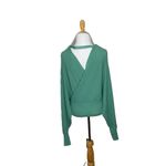 Dreamers  by Debut Green Wrap Bat Wing Cropped Sweater Size Large flaws Photo 2