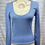 Free People Lucky You Layering Scoop Neck Top Blue M/L Photo 3