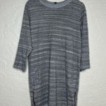 Vince Women's Gray Striped Sweatshirt Tunic Dress Side Zippers Pockets Large Photo 1