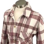 Mud Pie Womens Plaid Balloon Long Sleeve Flannel Shirt Dusty Rose Size Large Photo 1