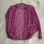 Free People Sheer Pink Button-Up Shirt Photo 0