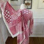 Vintage 70s Mauve Pink White Retro Print Shift Dress Scarf XS S Photo 8