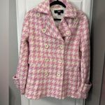 Coffee Shop  Brand Pink & Cream Houndstooth Peacoat Jacket Photo 0