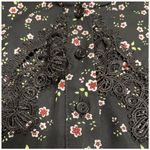 Topshop  Mini Dress Womens 8 Black Floral Long Sleeve Ruffle Collar Photo 8
