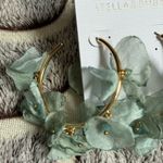 Stella & Rubi Gold and Green Floral Hoop Earrings Photo 2