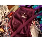 Athleta One Piece Side Ruched 32DDD One apiece Swinsuit Burgandy Floral Photo 4