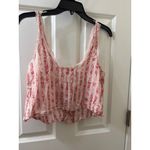 Victoria's Secret  Lace Trim Button Up Cami Tank Top S PINK FLORAL SRTIP Photo 6