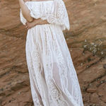 Baltic Born Caroline Lace Maxi Dress Off Shoulder Bohemian Off White Large Photo 0