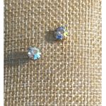 Vintage Avon Gold Tone Solitaire Earrings Aurora Borealis Crystals Stud .25" Photo 0