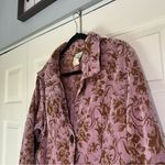 CMC Color Me Cotton Pink Brown Floral Jacquard Short Blazer Jacket Size XL Flaw Purple Photo 1