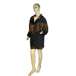 VINTAGE 1990'S CAROLE LITTLE SPORT DENIM JACKET W/TAN SUEDE FRINGE ACCENTS (14) Blue Photo 5