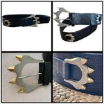 Bon Sour Bon Soir Made In France Belt Black with Large Silver and Gold Claw Buckle Large Photo 1