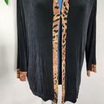 Alfred Dunner  Black with Animal Print Trim Stretchy Cardigan Photo 2