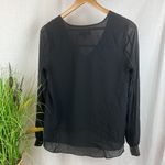 Sam Edelman  Black Faux Leather Long Sleeve Blouse Top S Photo 2