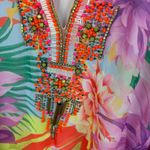 Boston Proper Beaded Floral Tunic Dress Sz XL Tropical Cover Up Resort Colorful Photo 1