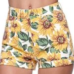 Bullhead Denim Co High-Waisted Sunflower Print Denim Shorts Photo 1