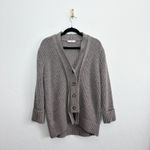 Mango  | Oversized Wool Blend Button Knit Sweater Cardigan in Brown Photo 3