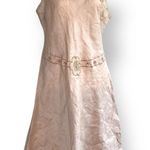 Handmade Linen  Floral Beads Embroidery Aprox L Photo 0