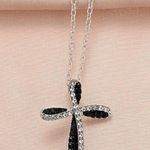 Boutique Elegant Black and Silver Cross Pendant Necklace Photo 4